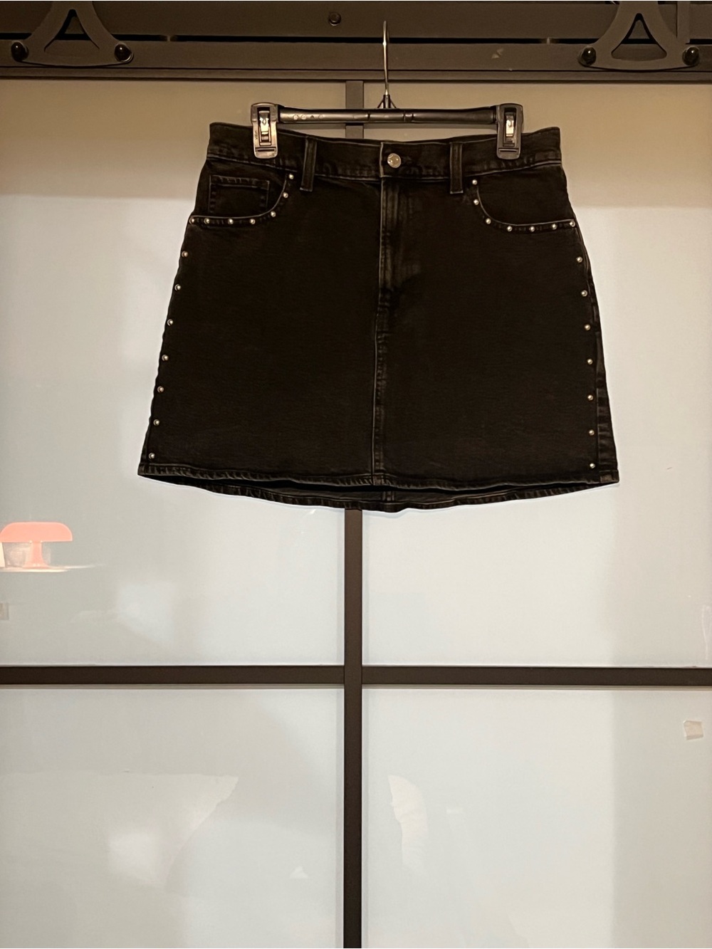 GAP Black Studded Denim Mini Skirt Size 29 Y2K inspired